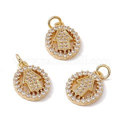 Brass Micro Pave Clear Cubic Zirconia Pendants&nbsp;KK-G439-38G