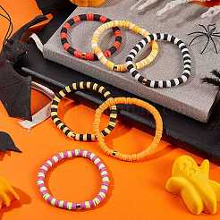 Handmade Polymer Clay Heishi Beads Stretch Bracelets Sets&nbsp;BJEW-JB05902-10