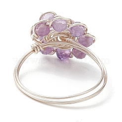 Flower Natural Black Spinel & Amethyst & Agate & Apatite & Lapis Lazuli Finger Rings&nbsp;RJEW-JR00764