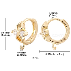 Brass Micro Pave Clear Cubic Zirconia Hoop Earring Findings&nbsp;ZIRC-YW0001-06G