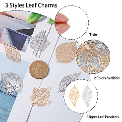36Pcs 6 Style Brass Filigree Big Pendants&nbsp;KK-DC0002-96