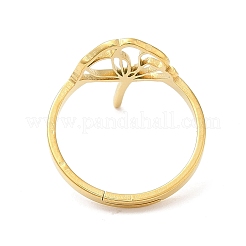 Ion Plating(IP) 304 Stainless Steel Hollow Lotus Adjustable Ring&nbsp;RJEW-L107-021G