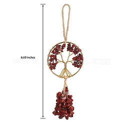 1Pc Wire Wrapped Chips Natural Red Jasper Big Pendant Decorations&nbsp;HJEW-SZ0001-27F