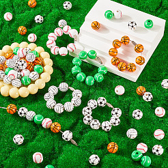 DIY Sports Ball Wood & 304 Stainless Steel  Keychain Making Kits&nbsp;DIY-TA0010-99