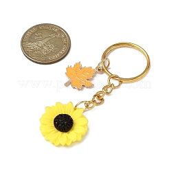Alloy Enamel Leaf with Flower Pendant Keychains&nbsp;KEYC-JKC01432