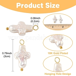 10Pcs 2 Styles Natural Keshi Pearl Cross Pendants&nbsp;PALLOY-YW032