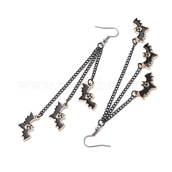 Halloween Themed Bat Alloy Enamel Dangle Earrings&nbsp;EJEW-JE06071