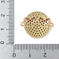 Rack Plating Brass Micro Pave Clear Cubic Zirconia Flat Round Connector Charms&nbsp;KK-A234-040G-01