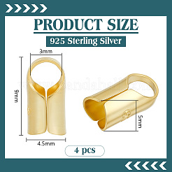 4Pcs Column Sterling Silver Cord Ends&nbsp;STER-BC0004-47G