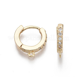 Brass Micro Pave Cubic Zirconia Huggie Hoop Earring Findings&nbsp;KK-T063-012-NF