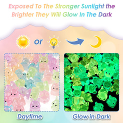 48Pcs 6 Colors Luminous Resin Dog Figurine&nbsp;DJEW-TA0001-43