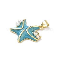 Brass Micro Pave Cubic Zirconia Pendants&nbsp;KK-P330-06G-02