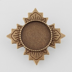 Vintage Alloy Flower Brooch Cabochon Bezel Settings&nbsp;PALLOY-O038-37AB-NF