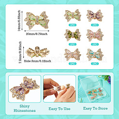 6Pcs 6 Colors Brass Rhinestone Beads&nbsp;KK-TA0009-14