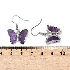 Natural Amethyst Brass Dangle Earrings&nbsp;EJEW-M081-01P-05
