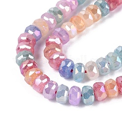 Electroplate Imitation Jade Crackle Glass Beads Strands&nbsp;GLAA-N068-01A-B01