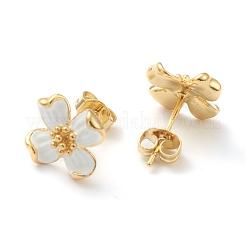 Brass Enamel Stud Earrings&nbsp;EJEW-H125-14A-G