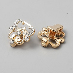 Flower Alloy & Glass Cardigan Clips&nbsp;AJEW-WH0314-876G