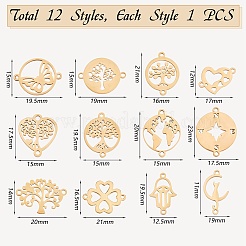 12Pcs 12 Styles 201 & 304 Stainless Steel Connector Charms&nbsp;STAS-SZ0002-57