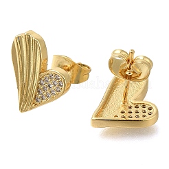 Brass Pave Clear Cubic Zirconia Stud Earrings&nbsp;EJEW-M088-01G