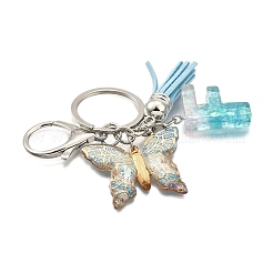 26Pcs Transparent Epoxy Resin & Transparent Acrylic & Faux Suede Tassel Keychain&nbsp;KEYC-JKC01202-06