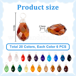 120Pcs 20 Colors Glass Pendant&nbsp;PALLOY-PH01677