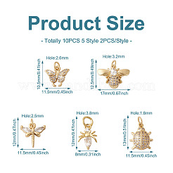 10Pcs 5 Style Brass Micro Pave Cubic Zirconia Pendants&nbsp;KK-FW0001-09