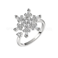Snowflake 925 Sterling Silver Micro Pave Clear Cubic Zirconia Cuff Spinner Rings&nbsp;WG86A07-01