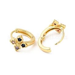 Cubic Zirconia Flower Hoop Earrings&nbsp;EJEW-G312-17G-01