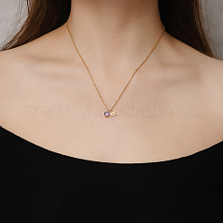 Stainless Steel Pace Purple Cubic Zirconia Birthstone Zodiac Aquarius Pendant Necklaces for Women&nbsp;ZA6688-3