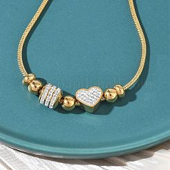 European Style Polymer Clay Rhinestones & 201 Stainless Steel Beaded Bracelets&nbsp;BJEW-G765-01G-01