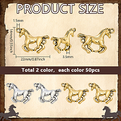 100Pcs 2 Colors Tibetan Style Alloy Horse Links Connector Charms&nbsp;FIND-PH0059-96