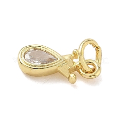 Brass Micro Pave Cubic Zirconia Teardrop & Crown Charms&nbsp;KK-K368-57G