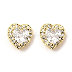 Clear Cubic Zirconia Heart Stud Earrings&nbsp;EJEW-K093-21G