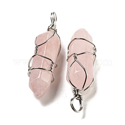 Natural Rose Quartz Double Terminal Pointed Pendants&nbsp;G-H308-05P-04