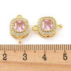 Brass Pave Cubic Zirconia Connector Charms&nbsp;KK-B096-05G-01