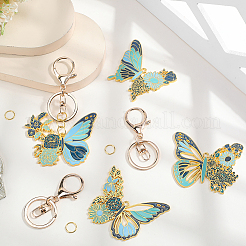 DIY Alloy Enamel Butterfly Pendants Keychain Making Kits&nbsp;DIY-SP0003-10A