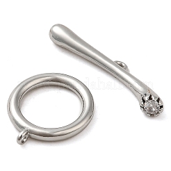 Brass Pave Clear Cubic Zirconia Toggle Clasps&nbsp;KK-M270-01P