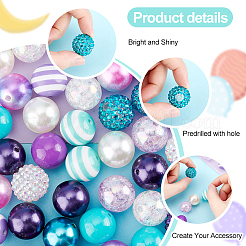 1 Set 5 Styles Resin Round Beads Set&nbsp;RESI-PH0001-98A