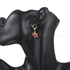 Maple Leaf Brass Micro Pave Cubic Zirconia Leverback Earrings&nbsp;EJEW-JE06916-01