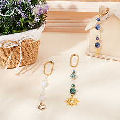 Alloy Sun Moon Star & Natural Gemstone Pendant Decorations&nbsp;HJEW-DR00025