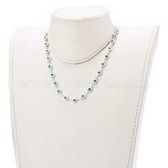 Brass Enamel Evil Eye Link Chain Necklaces&nbsp;NJEW-JN03454