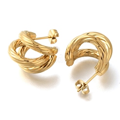 Ion Plating(IP) 304 Stainless Stell Studs Earring&nbsp;EJEW-H008-04G-01