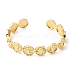 Religion Brass Open Cuff Bangles&nbsp;BJEW-K296-02B-G