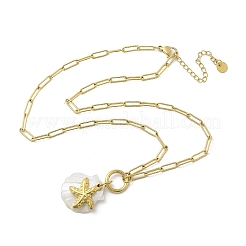 Summer Beach 304 Stainless Steel Pendant Paperclip Chain Necklaces&nbsp;STAS-Z105-07G-01
