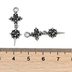 316 Surgical Stainless Steel Micro Pave Cubic Zirconia Pendants&nbsp;X-STAS-G349-03AS-01