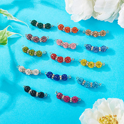 14Pcs 14 Colors Polymer Clay Rhinestone Ball Connector Charms&nbsp;PALLOY-TAC0145