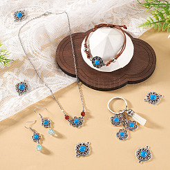 Tibetan Style Alloy with Resin Imitation Turquoise Connector Charms&nbsp;FIND-TAC0035-47AS-10