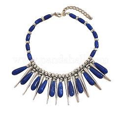 Exaggerated Resin Teardrop & Alloy Cone Bib Necklaces with CCB Plastic Beads for Women&nbsp;WG818CC-02