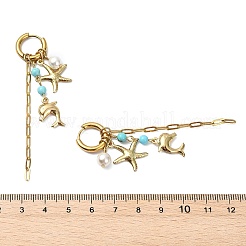 Dolphin & Starfish 304 Stainless Steel & Shell Pearl Hoop Earrings for Women&nbsp;EJEW-JE07128